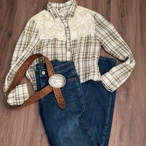 Free people western lace blouse size small